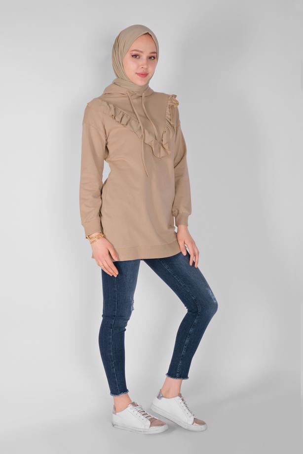 Hijab clothing  RUFFLED HOODED TUNIC 371  - TRENDTESETTÜR