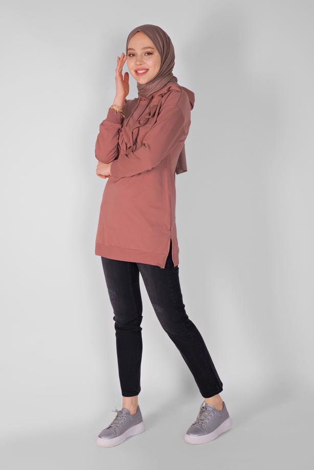 Hijab clothing  RUFFLED HOODED TUNIC 371  - TRENDTESETTÜR