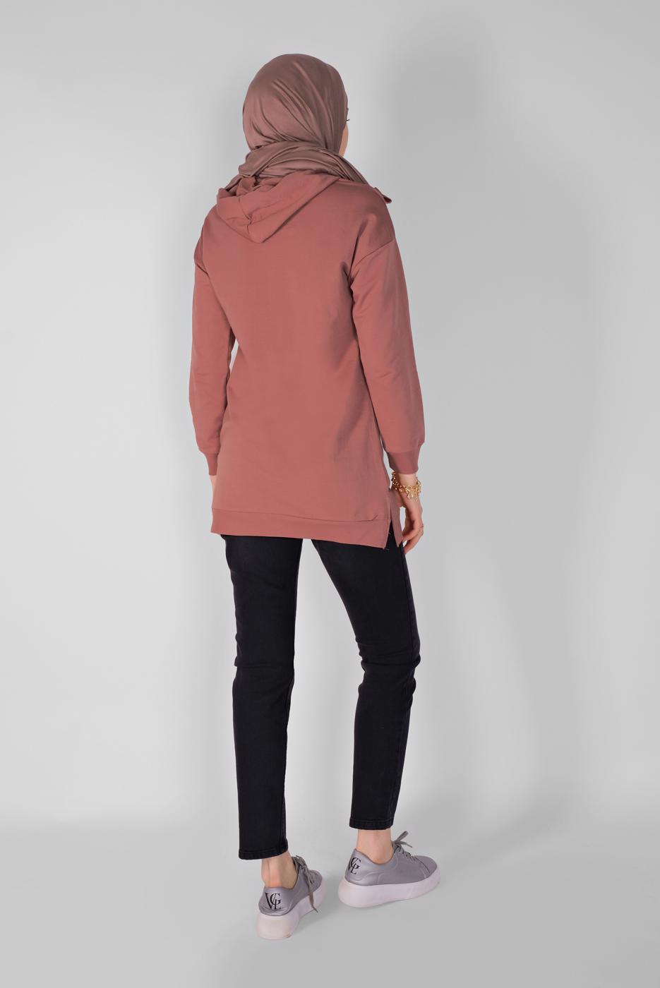 Hijab clothing PINK RUFFLED HOODED TUNIC 371 