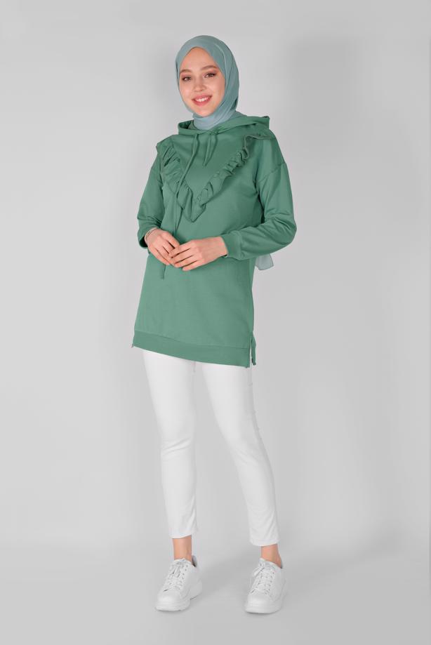 Hijab clothing  RUFFLED HOODED TUNIC 371  - TRENDTESETTÜR