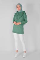 Hijab clothing GREEN RUFFLED HOODED TUNIC 371 