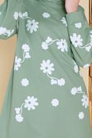 Tesettür giyim YEŞİL ÇİÇEK BASKILI KAPÜŞONLU EŞOFMAN TUNİK 0456