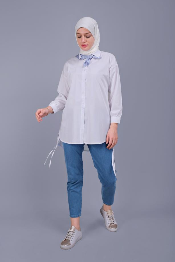 Hijab clothing  BUTTON LACE DETAILED COTTON TUNIC  602  - TRENDTESETTÜR
