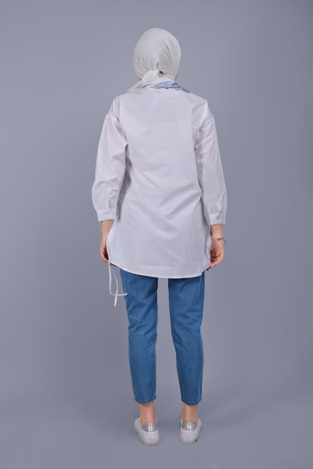 Vêtements hijab  BUTTON LACE DETAILED COTTON TUNIC  602  - TRENDTESETTÜR