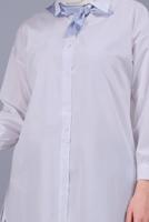 Vêtements hijab BLANC TUNIQUE EN COTON AVEC DENTELLE BOUTONS 602 