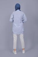 Hijab clothing BLUE BUTTON LACE DETAILED COTTON TUNIC  602 