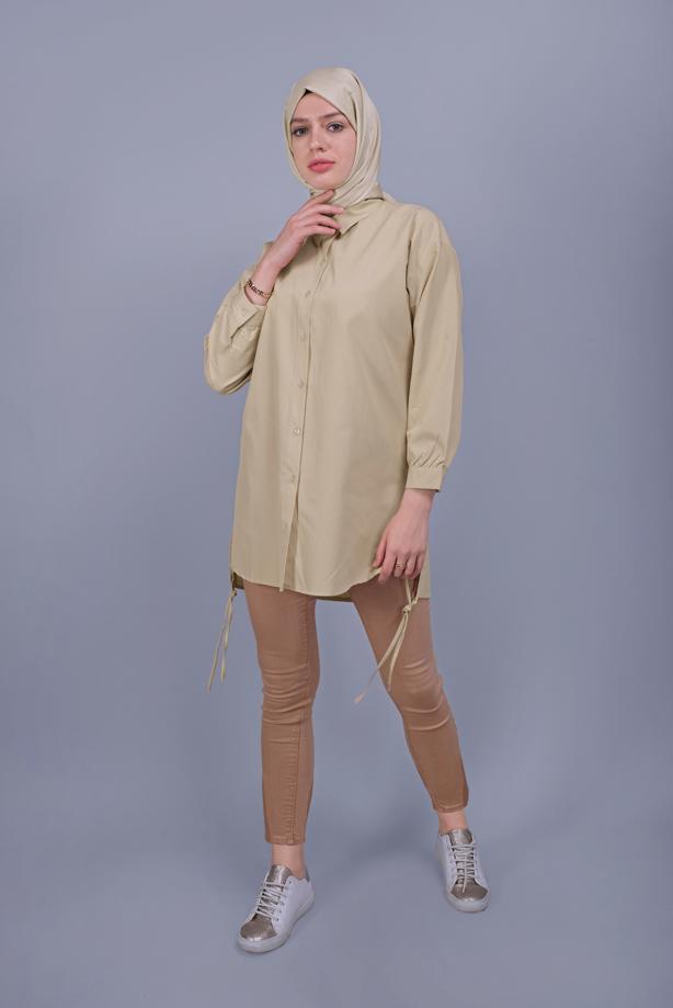 Vêtements hijab  BUTTON LACE DETAILED COTTON TUNIC  602  - TRENDTESETTÜR
