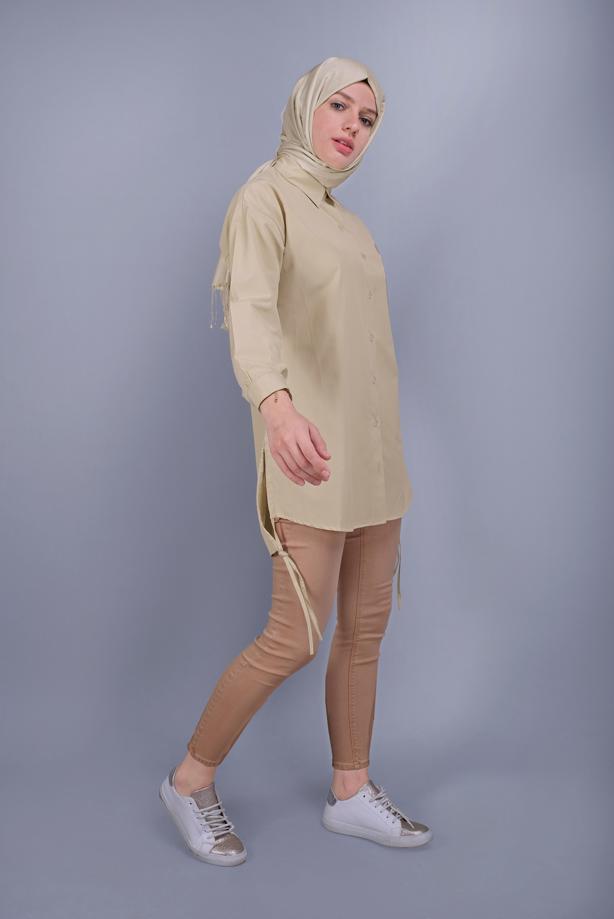 Hijab clothing  BUTTON LACE DETAILED COTTON TUNIC  602  - TRENDTESETTÜR