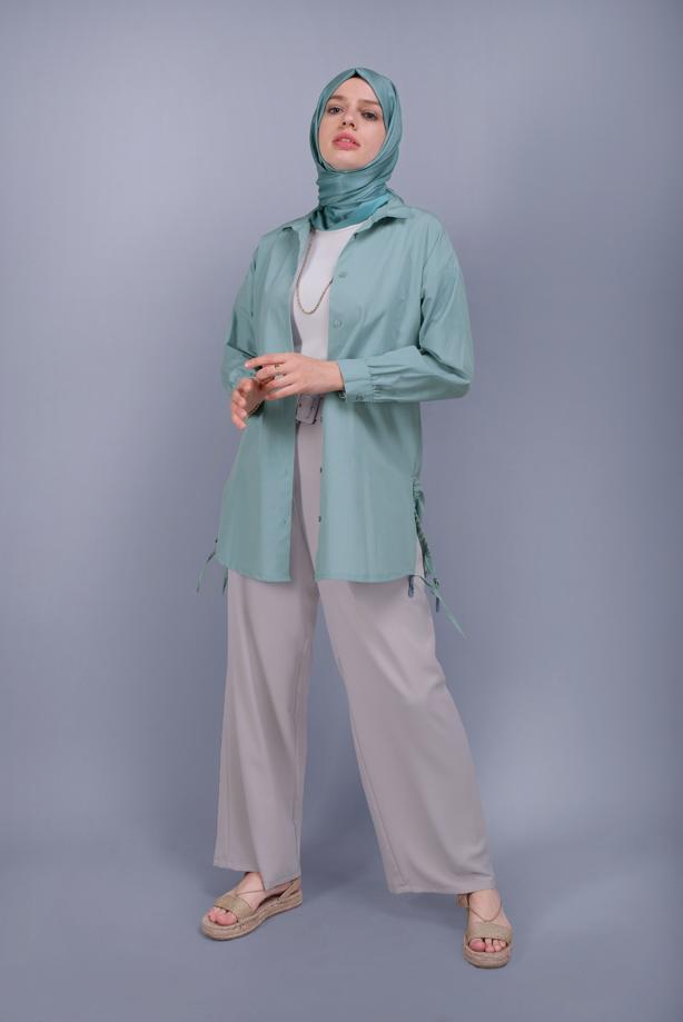 Hijab clothing  BUTTON LACE DETAILED COTTON TUNIC  602  - TRENDTESETTÜR