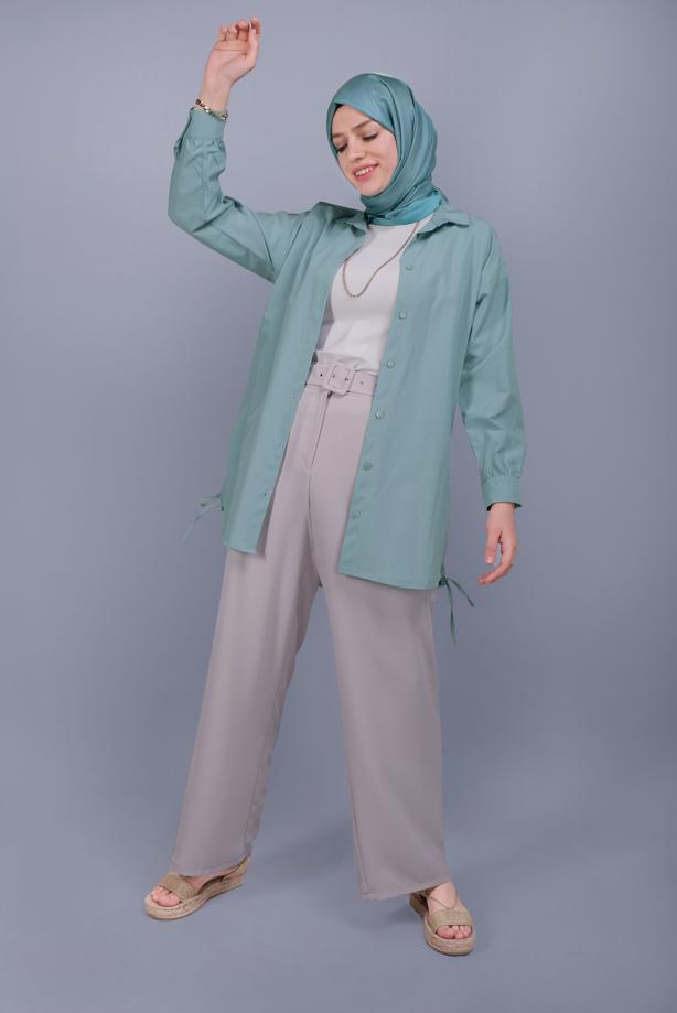 Hijab clothing  BUTTON LACE DETAILED COTTON TUNIC  602  - TRENDTESETTÜR