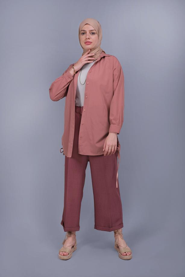 Vêtements hijab  BUTTON LACE DETAILED COTTON TUNIC  602  - TRENDTESETTÜR