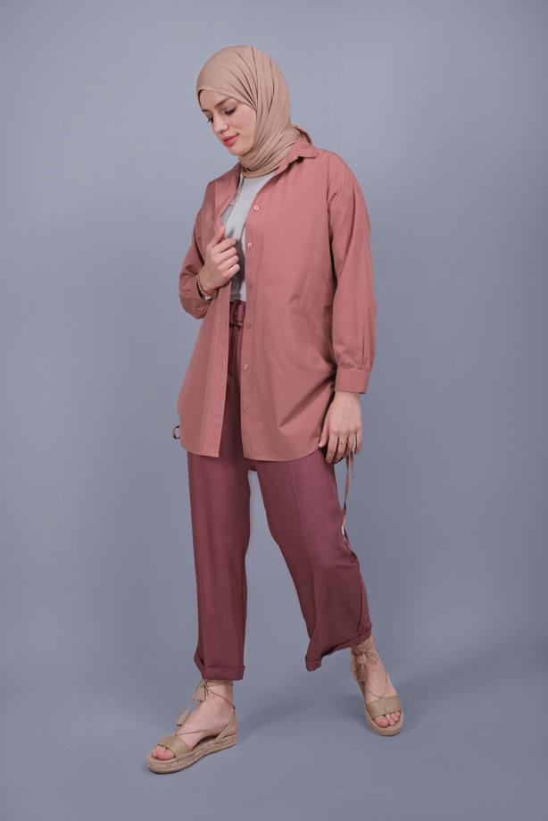 Vêtements hijab  BUTTON LACE DETAILED COTTON TUNIC  602  - TRENDTESETTÜR