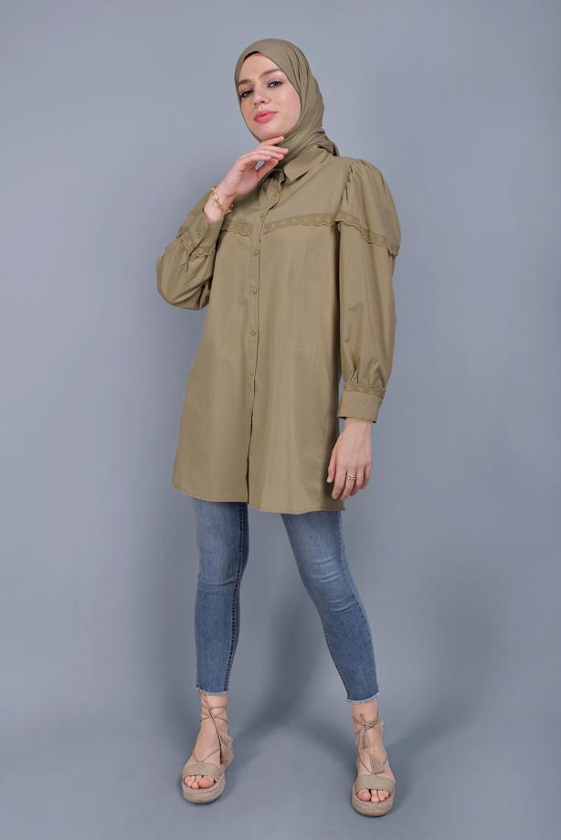 Hijab clothing  COTTON LACE BUTTONED TUNIC 802  - TRENDTESETTÜR