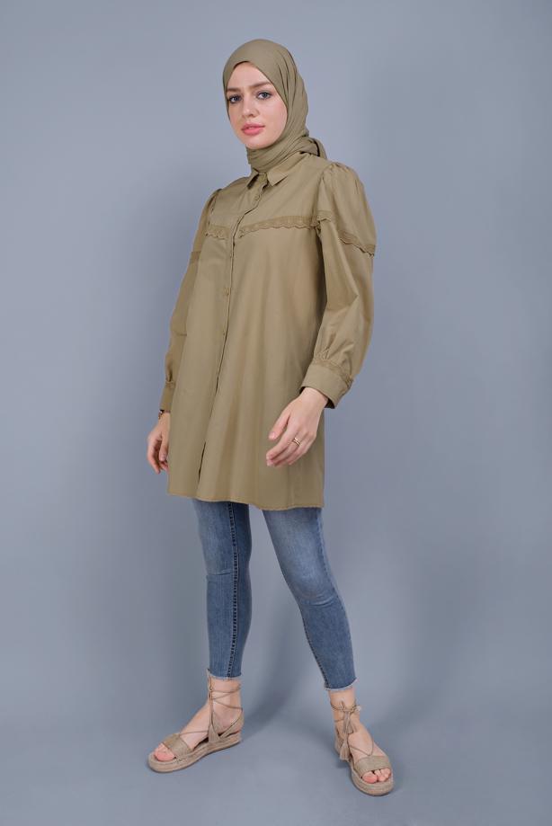Hijab clothing  COTTON LACE BUTTONED TUNIC 802  - TRENDTESETTÜR