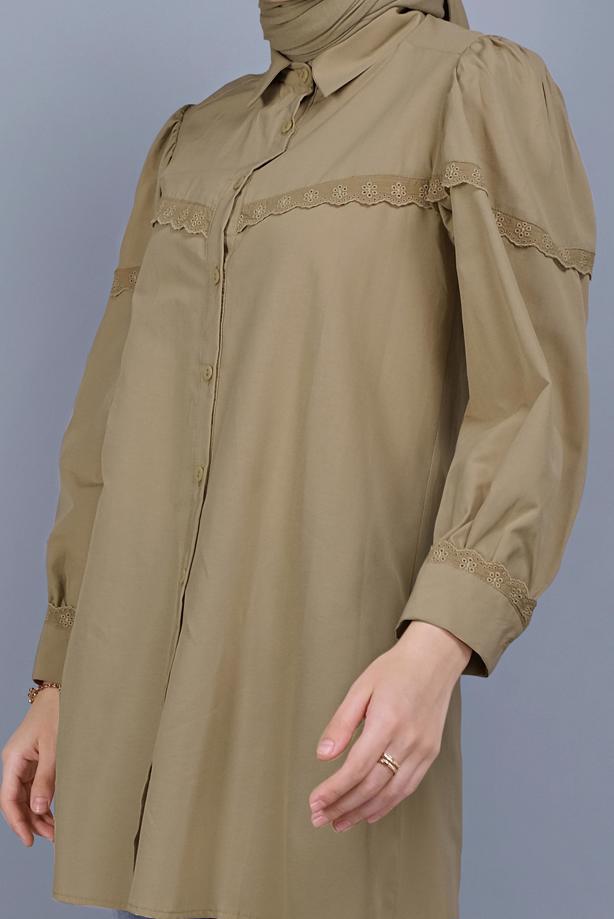 Hijab clothing  COTTON LACE BUTTONED TUNIC 802  - TRENDTESETTÜR