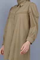 Hijab clothing BROWN COTTON LACE BUTTONED TUNIC 802 