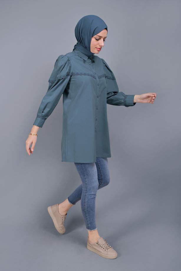 Hijab clothing  COTTON LACE BUTTONED TUNIC 802  - TRENDTESETTÜR