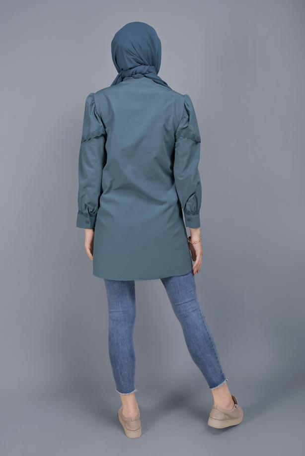Hijab clothing  COTTON LACE BUTTONED TUNIC 802  - TRENDTESETTÜR
