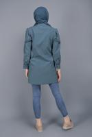 Hijab clothing NAVY BLUE COTTON LACE BUTTONED TUNIC 802 