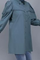 Hijab clothing NAVY BLUE COTTON LACE BUTTONED TUNIC 802 