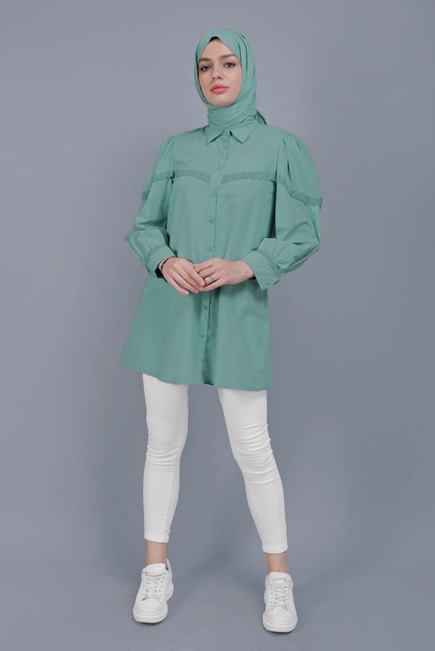Hijab clothing  COTTON LACE BUTTONED TUNIC 802  - TRENDTESETTÜR