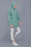Hijab clothing GREEN COTTON LACE BUTTONED TUNIC 802 