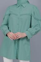 Hijab clothing GREEN COTTON LACE BUTTONED TUNIC 802 