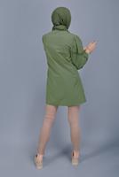 Hijab clothing GREEN COTTON LACE BUTTONED TUNIC 802 