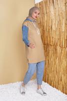 Hijab clothing BROWN DENIM DETAIL HOODED TUNIC 821 