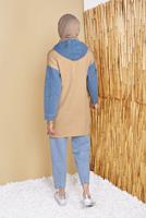Hijab clothing BROWN DENIM DETAIL HOODED TUNIC 821 