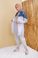 Hijab clothing ECRU DENIM DETAIL HOODED TUNIC 821