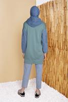 Hijab clothing GREEN DENIM DETAIL HOODED TUNIC 821 