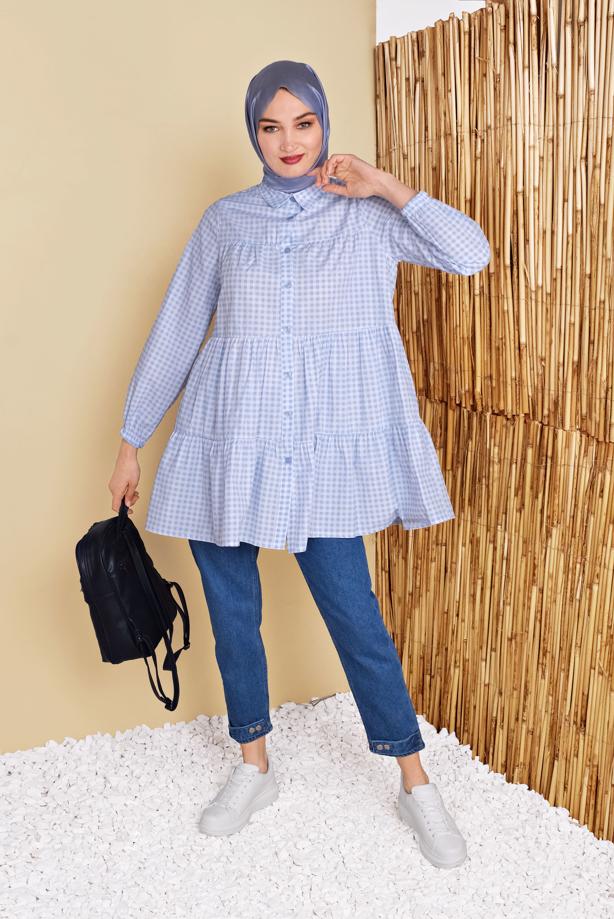Hijab clothing  GINGHAM SALAS TUNIC 0826  - TRENDTESETTÜR