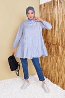 Hijab clothing BLUE GINGHAM SALAS TUNIC 0826 