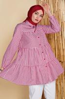 Hijab clothing RED GINGHAM SALAS TUNIC 0826 