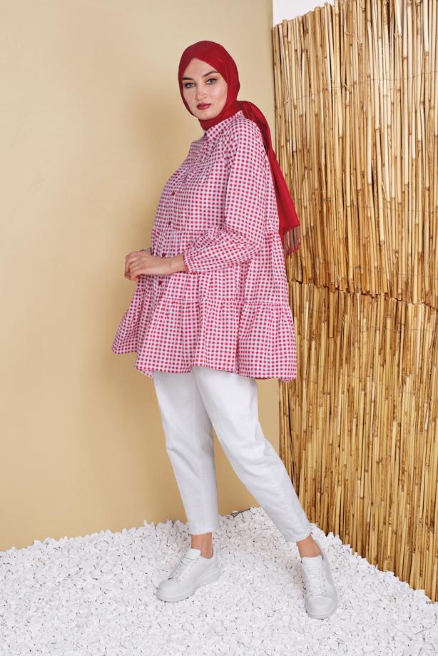 Hijab clothing  GINGHAM SALAS TUNIC 0826  - TRENDTESETTÜR