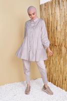 Tesettür giyim KAHVE PÖTİKARELİ SALAŞ TUNİK 0826