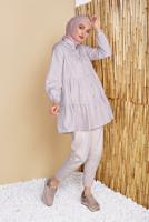 Tesettür giyim KAHVE PÖTİKARELİ SALAŞ TUNİK 0826