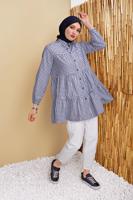 Hijab clothing NAVY BLUE GINGHAM SALAS TUNIC 0826 