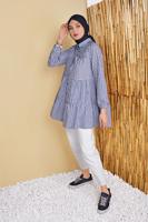 Hijab clothing NAVY BLUE GINGHAM SALAS TUNIC 0826 