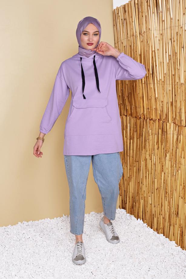 Vêtements hijab  POCKET DETAIL HOODED TUNIC 861  - TRENDTESETTÜR