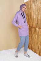 Hijab clothing PURPLE POCKET DETAIL HOODED TUNIC 861 