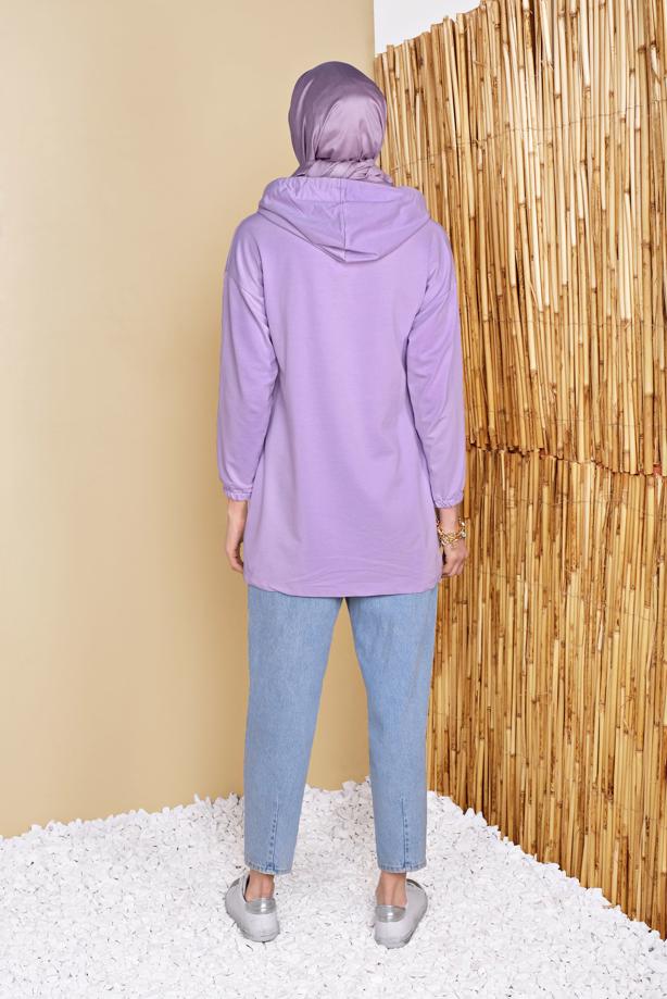 Hijab clothing  POCKET DETAIL HOODED TUNIC 861  - TRENDTESETTÜR