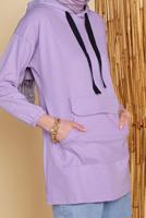 Hijab clothing PURPLE POCKET DETAIL HOODED TUNIC 861 