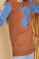 Vêtements hijab BRUN TUNIQUE DÉTAILLÉE EN DENIM IMPRIMÉ ÉCRIT 971