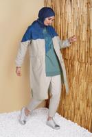 Vêtements hijab VERT TUNIQUE DÉTAILLÉE EN DENIM IMPRIMÉ ÉCRIT 971