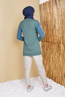 Hijab clothing GREEN DENIM DETAIL PRINTED TUNIC 971 