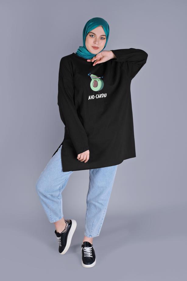Hijab clothing  AVOCADO PRINT DETAILED TUNIC 1104  - TRENDTESETTÜR