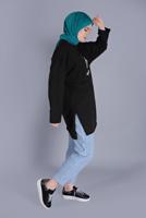 Hijab clothing BLACK AVOCADO PRINT DETAILED TUNIC 1104 