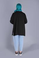 Hijab clothing BLACK AVOCADO PRINT DETAILED TUNIC 1104 